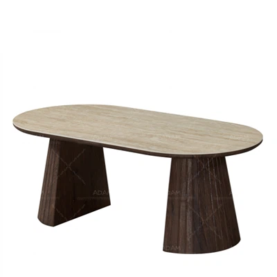 Ovale travertijn keramische salontafel