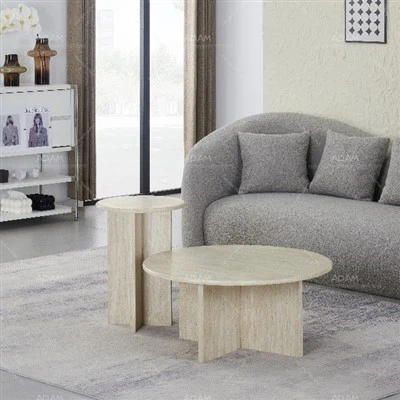 Ronde marmeren salontafel set